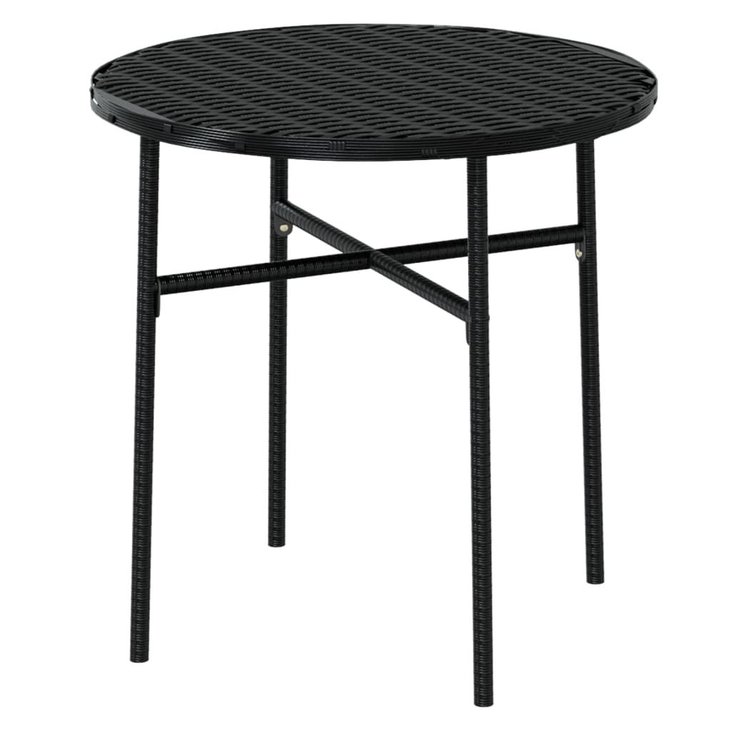 Garden Dining Set Black Poly Rattan, Powder-Coated Steel, PP board