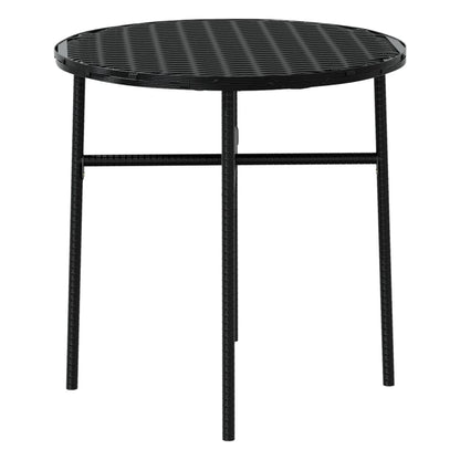 Garden Dining Set Black Poly Rattan, Powder-Coated Steel, PP board
