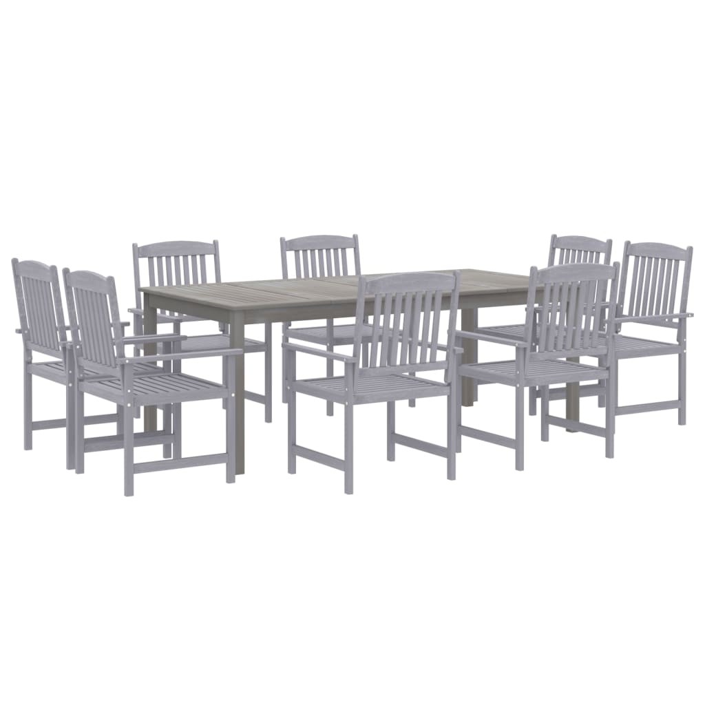 Garden Dining Set Grey Solid acacia wood with an oil finish N/A