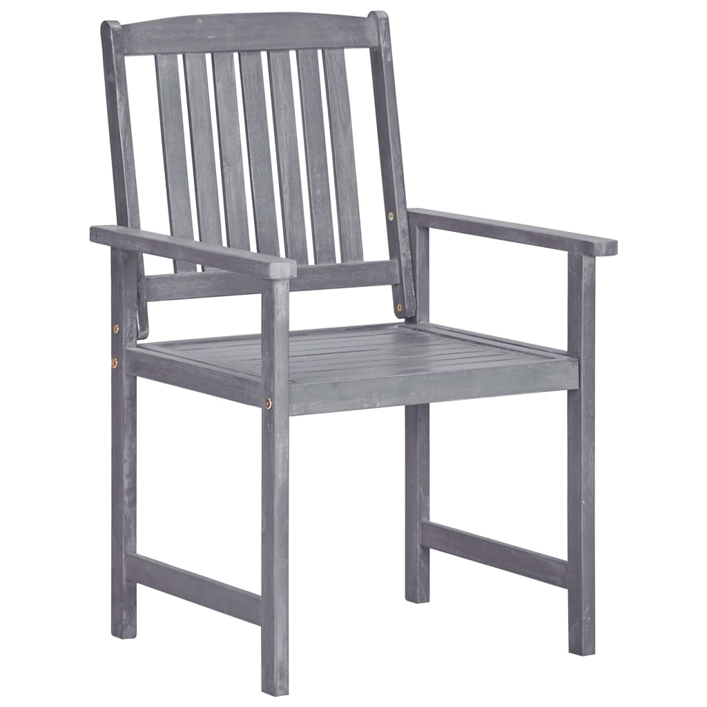 Garden Dining Set Grey Solid acacia wood with an oil finish N/A