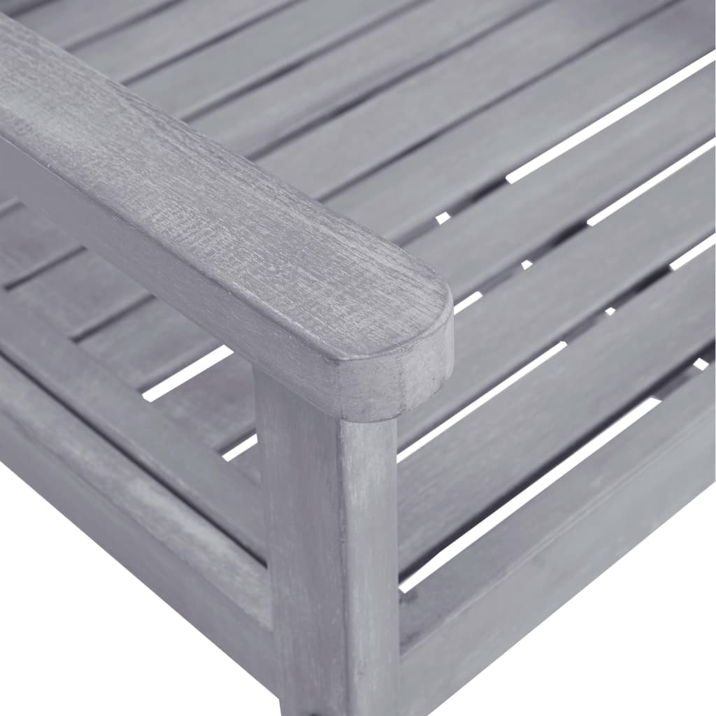 Garden Dining Set Grey Solid acacia wood with an oil finish N/A
