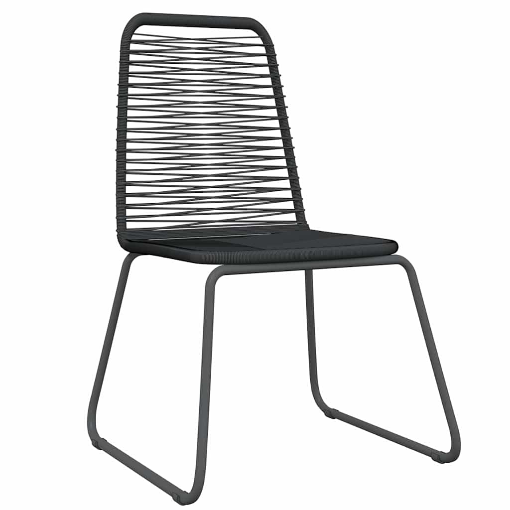 Garden Dining Set Black Powder-coated steel, glass, PE rattan