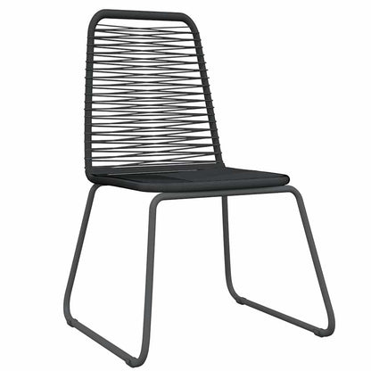 Garden Dining Set Black Powder-coated steel, glass, PE rattan