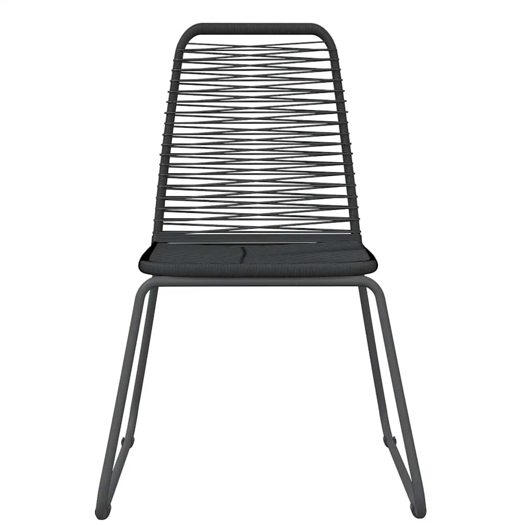 Garden Dining Set Black Powder-coated steel, glass, PE rattan