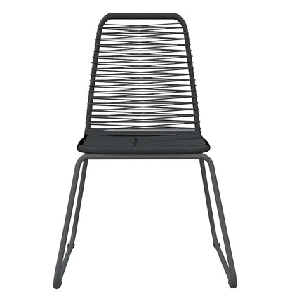 Garden Dining Set Black Powder-coated steel, glass, PE rattan