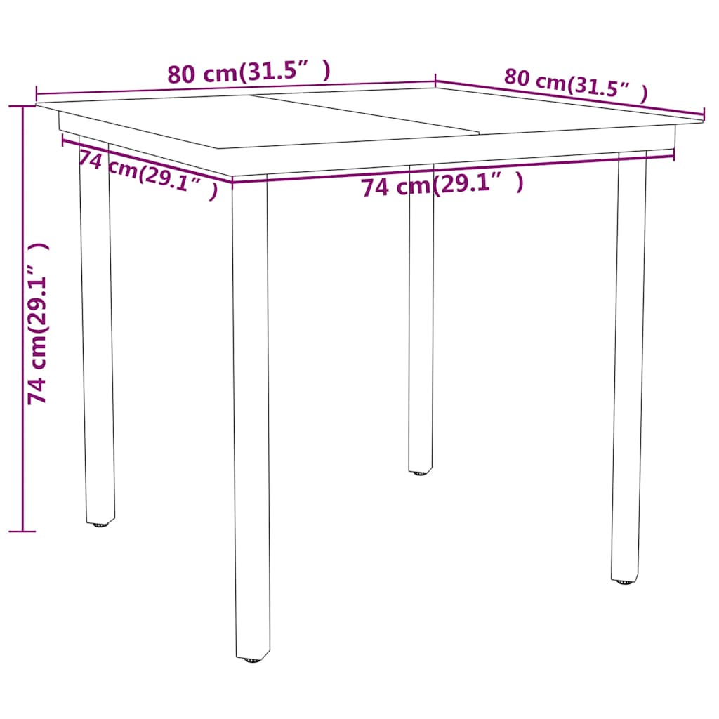Garden Dining Set Black Powder-coated steel, glass, PE rattan