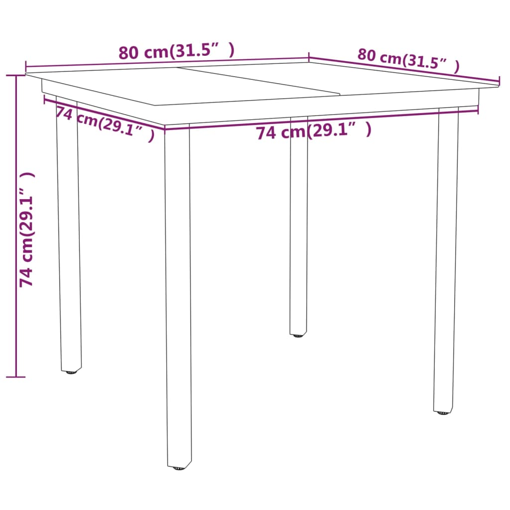 Garden Dining Set Black Powder-coated steel Standard