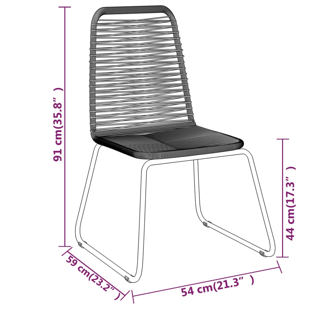 Garden Dining Set Black Powder-coated steel Standard