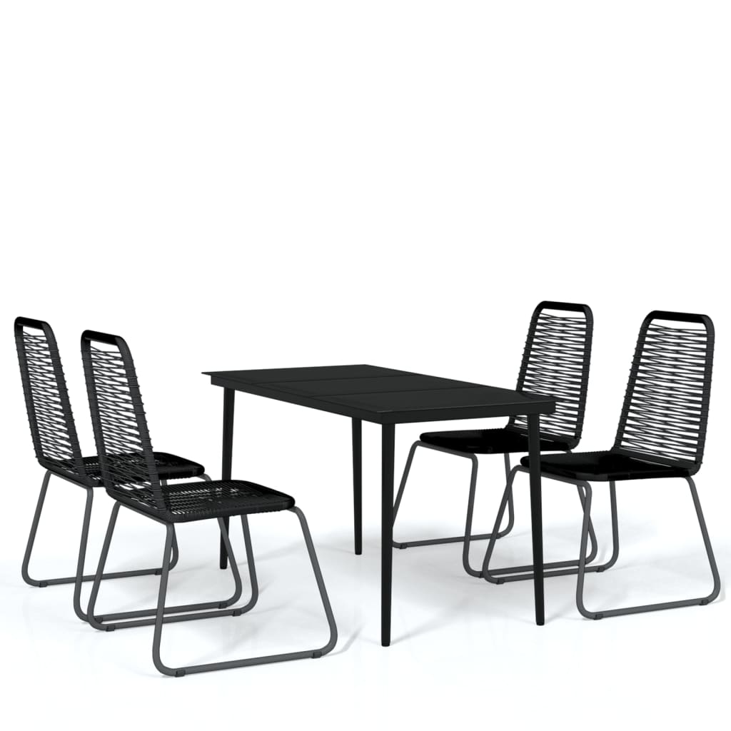 Garden Dining Set Black Powder-coated steel 5 piece set