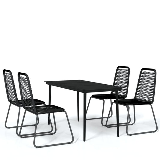 Garden Dining Set Black Powder-coated steel 5 piece set