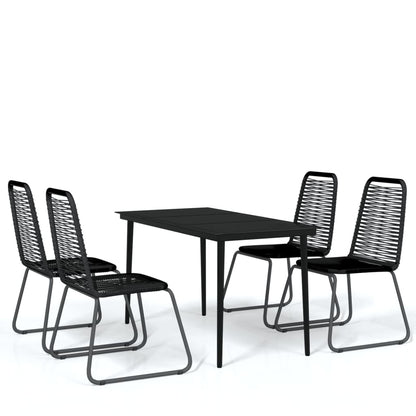 Garden Dining Set Black Powder-coated steel 5 piece set