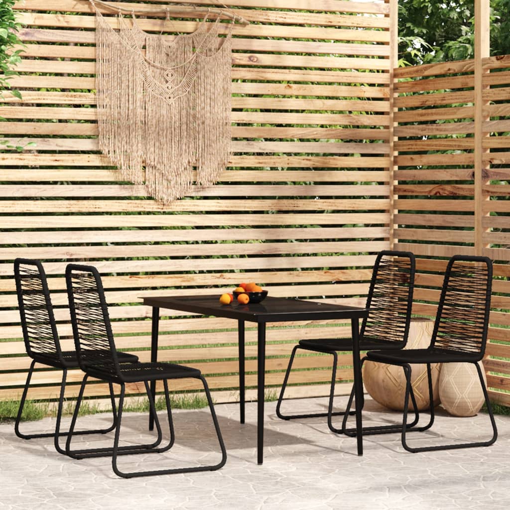 Garden Dining Set Black Powder-coated steel 5 piece set