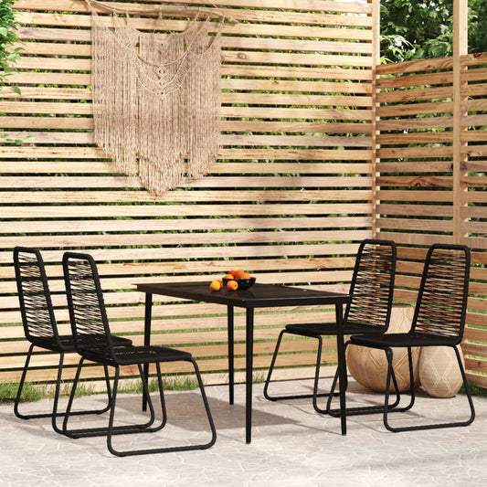 Garden Dining Set Black Powder-coated steel 5 piece set