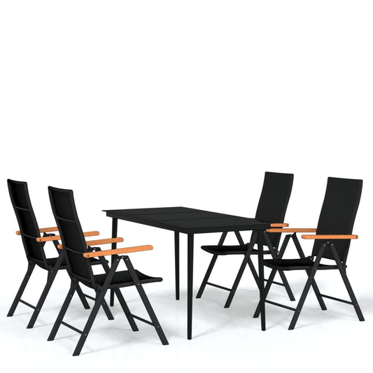 Garden Dining Set Black Powder-coated steel Medium Foldable
