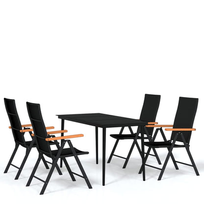 Garden Dining Set Black Powder-coated steel Medium Foldable