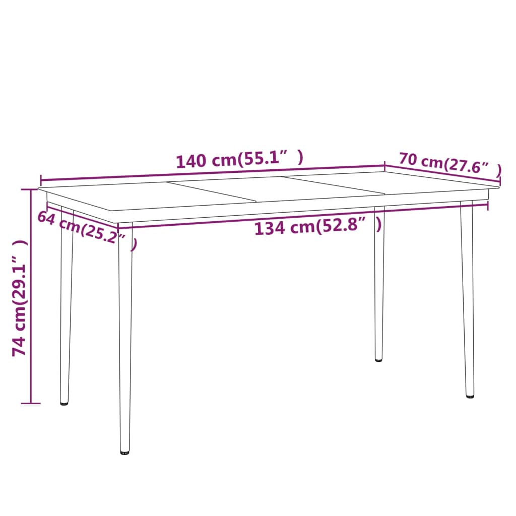 Garden Dining Set Black Powder-coated steel Medium Foldable