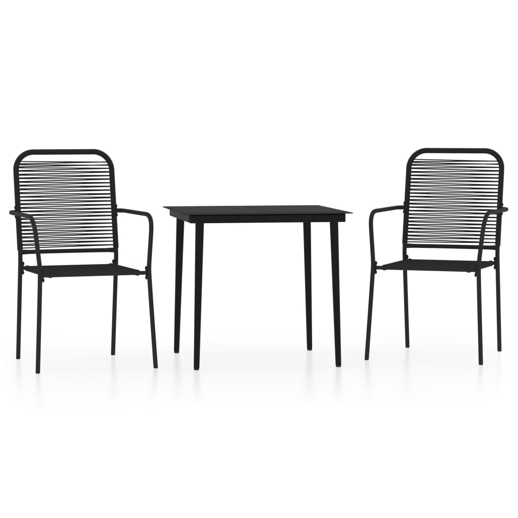 Dining Set Black Steel Medium Durable Garden Dining Set