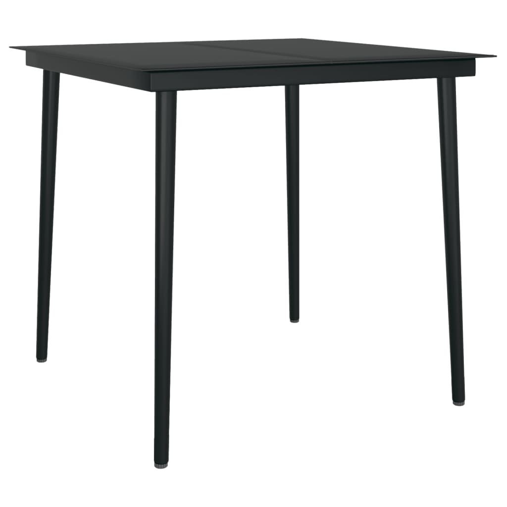 Dining Set Black Steel Medium Durable Garden Dining Set