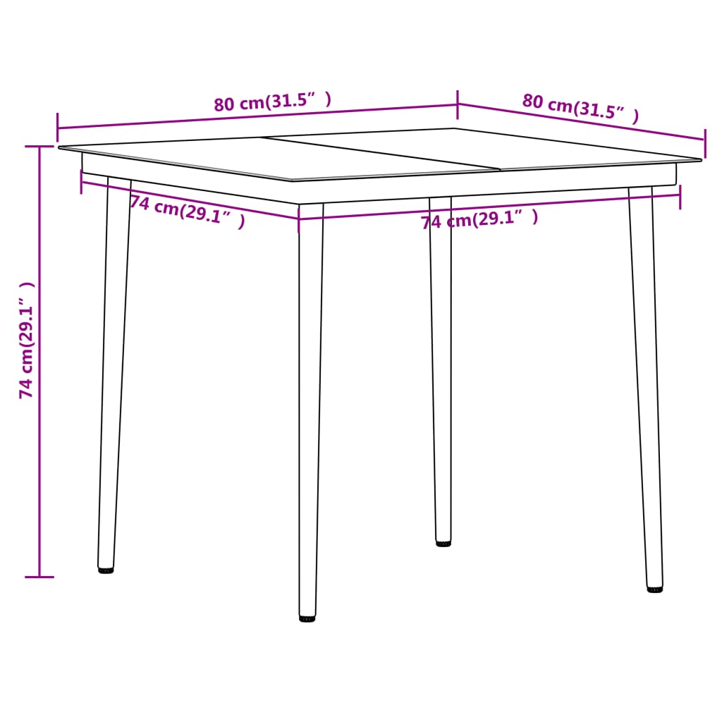 Dining Set Black Steel Medium Durable Garden Dining Set