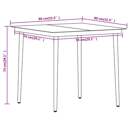 Dining Set Black Steel Medium Durable Garden Dining Set