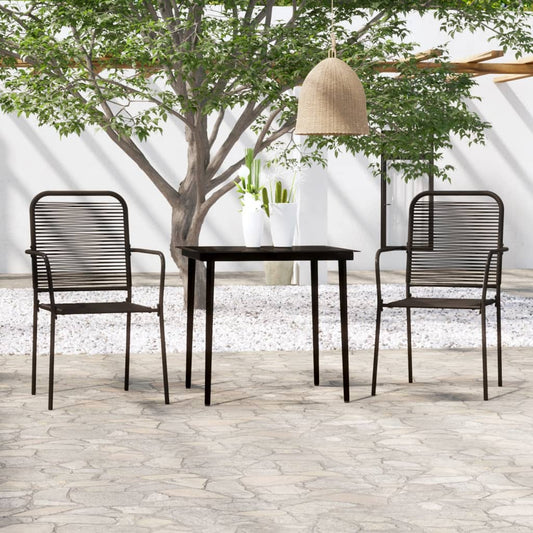 Dining Set Black Steel Medium Durable Garden Dining Set