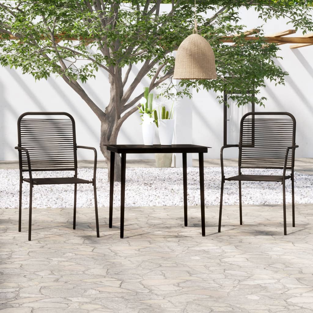 Dining Set Black Steel Medium Durable Garden Dining Set