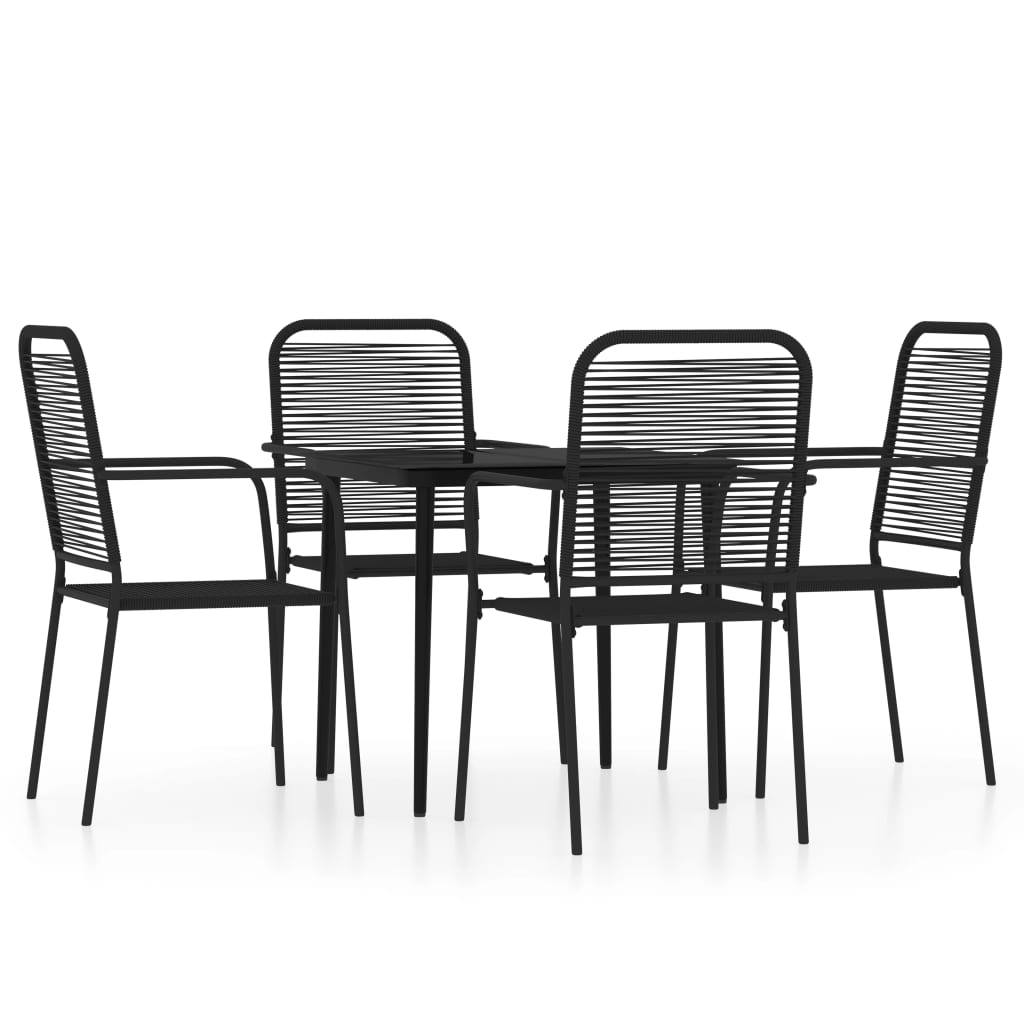 Dining Set Black Powder-coated steel, glass, cotton rope Standard