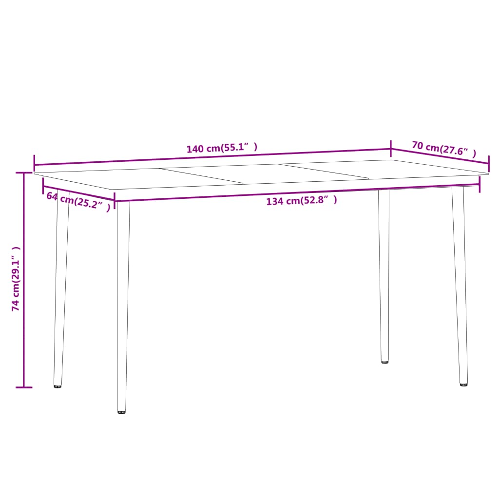 Dining Set Black Powder-coated steel 5 Piece Set Durable