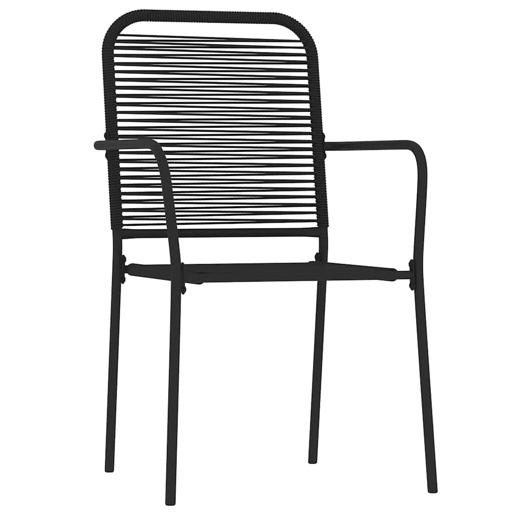Dining Set Black Powder-coated steel, cotton rope, tempered glass