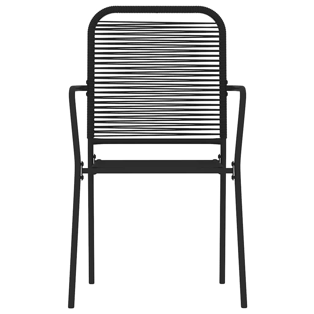 Dining Set Black Powder-coated steel, cotton rope, tempered glass