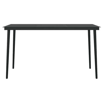 Dining Set Black Powder-coated steel, cotton rope, tempered glass