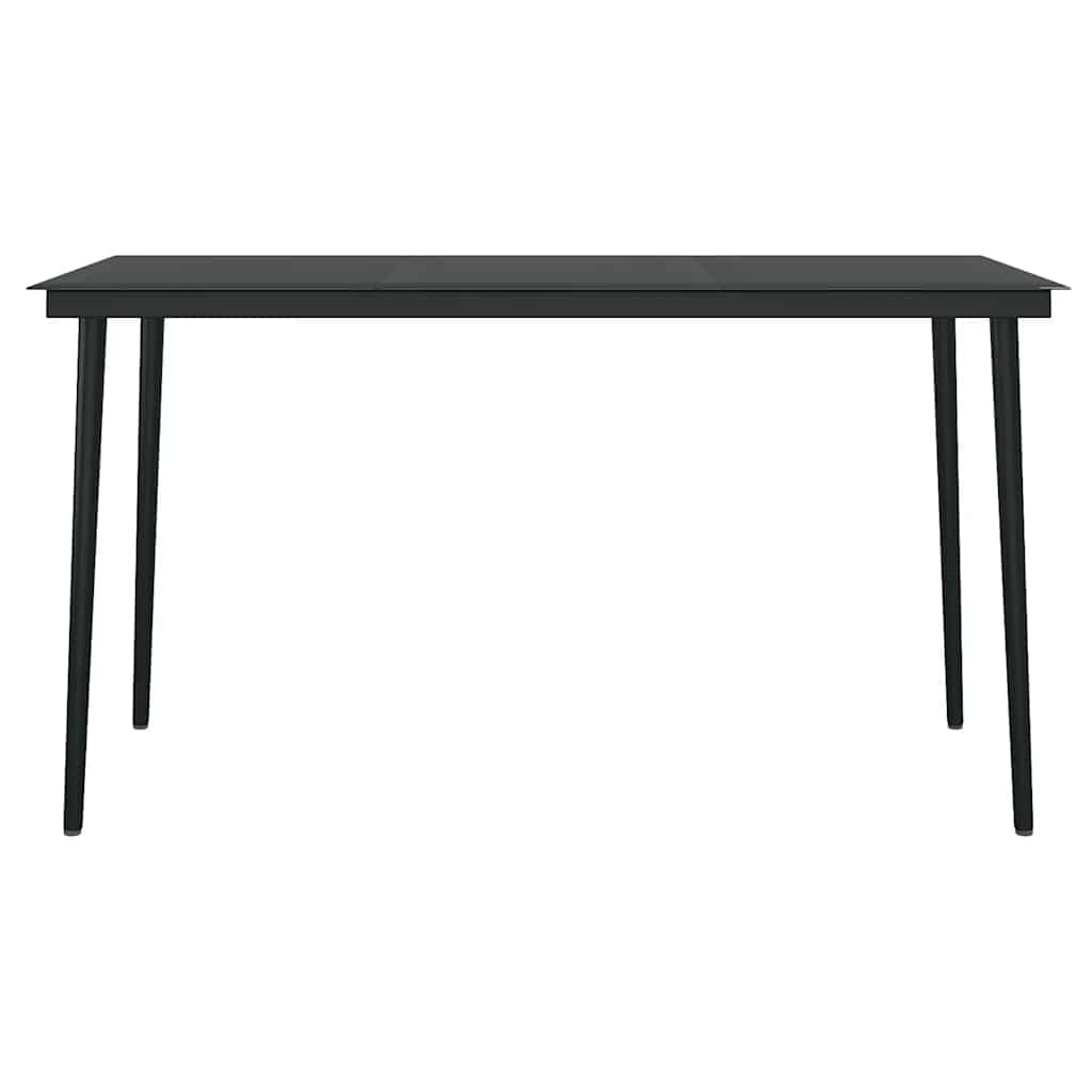 Dining Set Black Powder-coated steel, cotton rope, tempered glass
