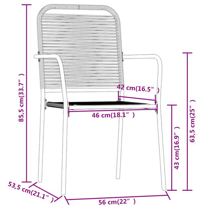 Dining Set Black Powder-coated steel, cotton rope, tempered glass