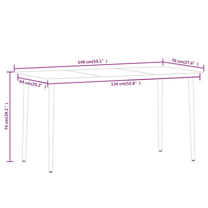 Dining Set Black Powder-coated steel, cotton rope, tempered glass