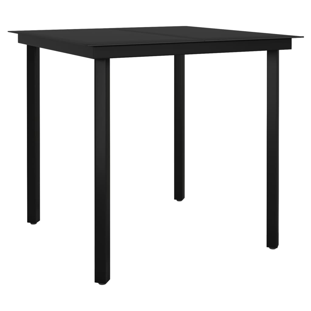 Dining Set Black Powder-coated steel, PE rattan, Glass 5 Piece Set