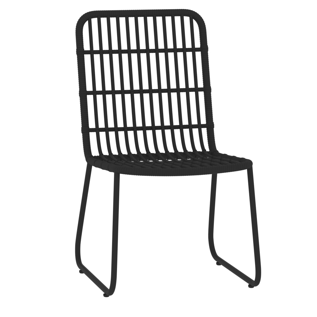 Dining Set Black Powder-coated steel, glass, PE rattan