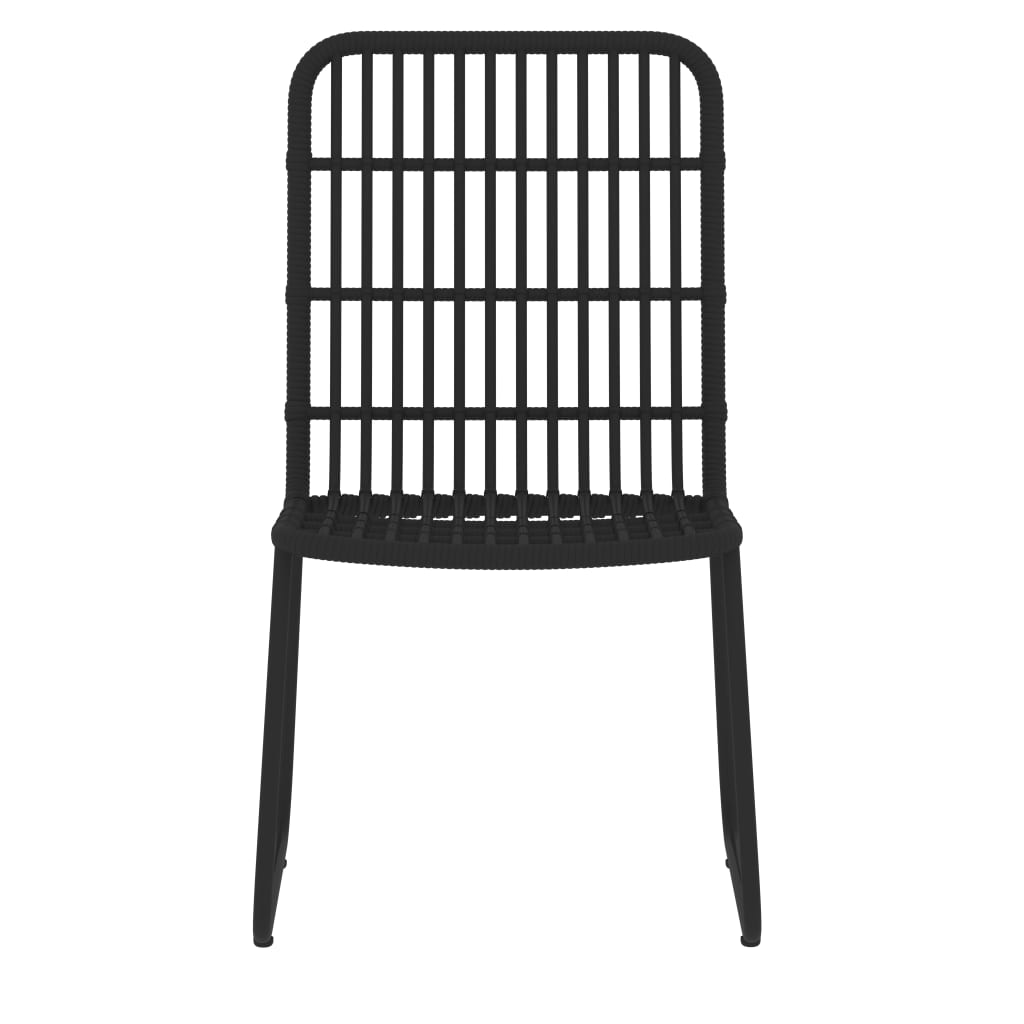 Dining Set Black Powder-coated steel, glass, PE rattan