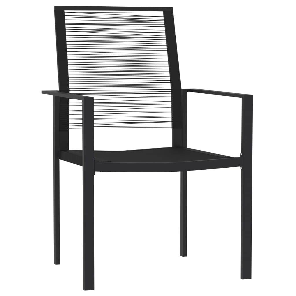 Dining Set Black Powder-coated steel, PVC hollow rattan, glass