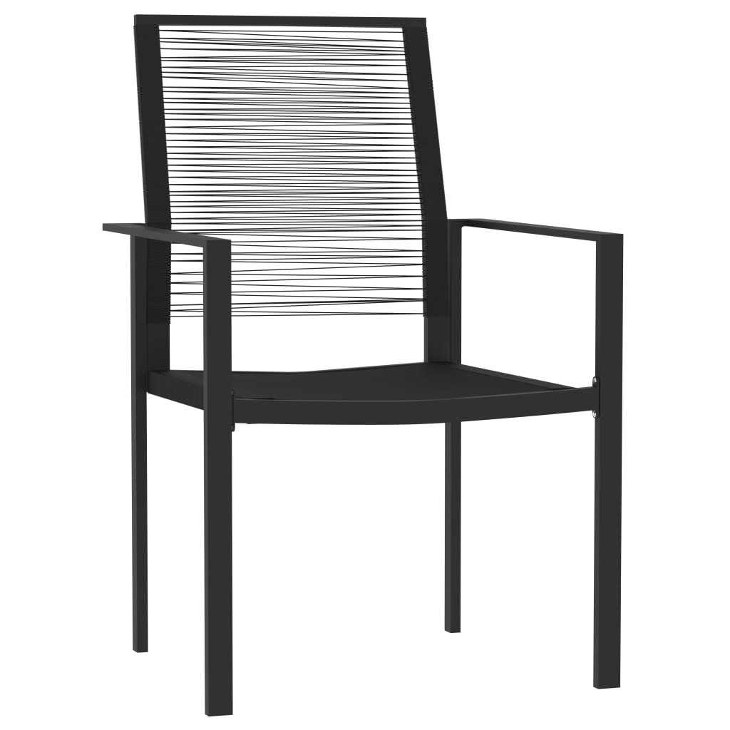 Dining Set Black Powder-Coated Steel, PVC hollow rattan, Glass