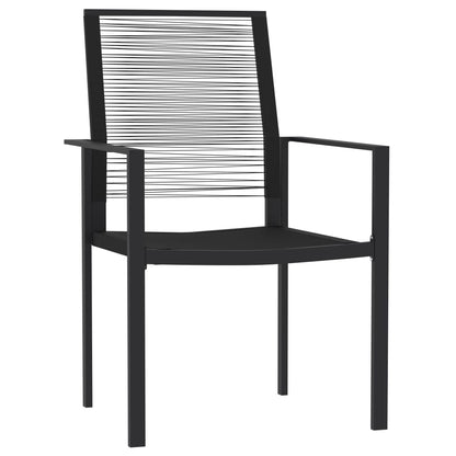 Dining Set Black Powder-Coated Steel, PVC hollow rattan, Glass