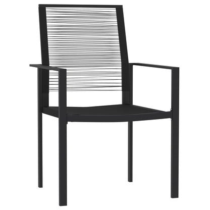 Dining Set Black Powder-Coated Steel, Glass, PVC Hollow Rattan