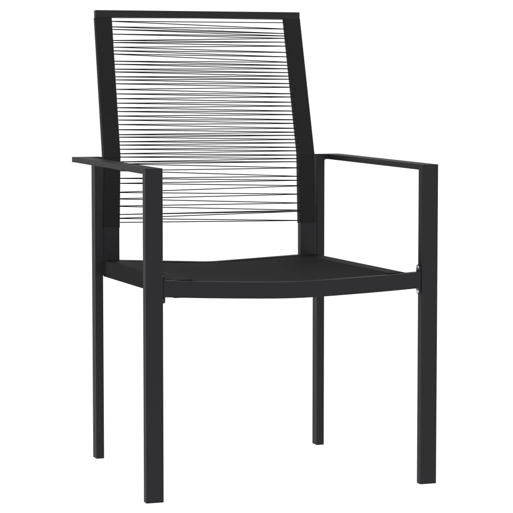 Dining Set Black Powder-Coated Steel, Glass, PVC Hollow Rattan