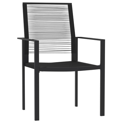 Dining Set Black Powder-Coated Steel, Glass, PVC Hollow Rattan