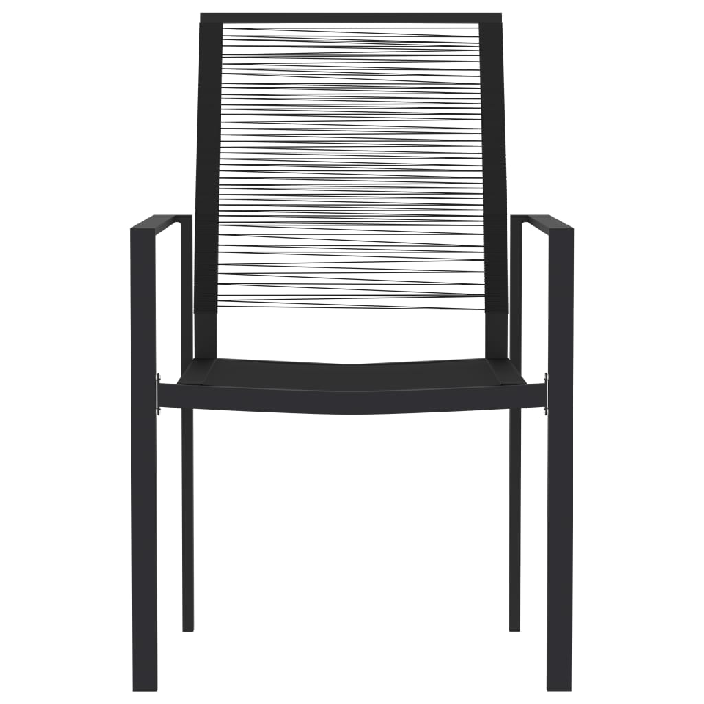 Dining Set Black Powder-coated Steel, Glass, PVC hollow rattan