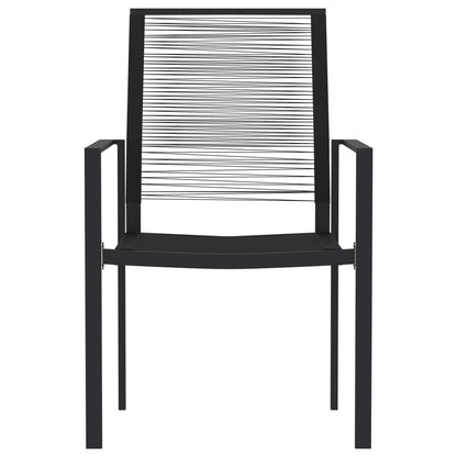 Dining Set Black Powder-coated Steel, Glass, PVC hollow rattan
