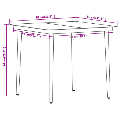 Dining Set Black Powder-coated Steel, Glass, PVC hollow rattan
