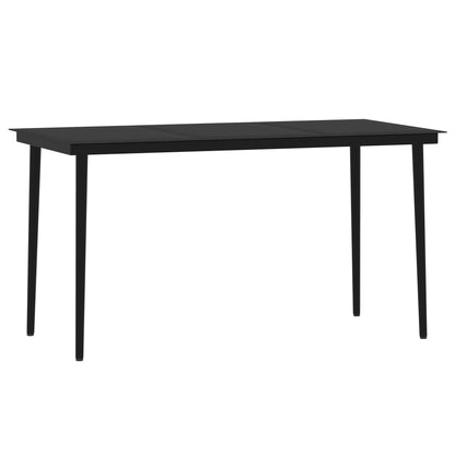 Dining Set Black Powder-coated steel, glass, PVC hollow rattan