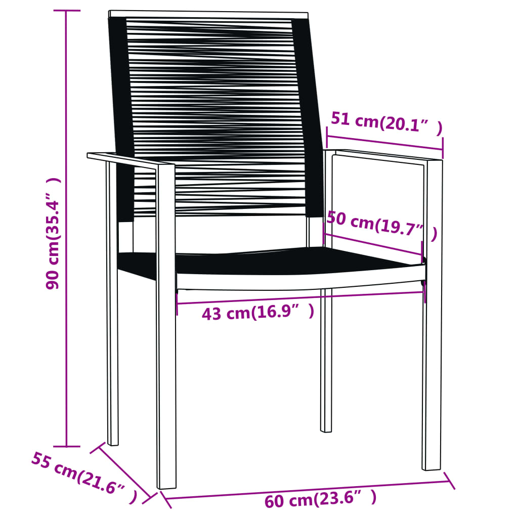 Dining Set Black Powder-coated steel Large Durable Dining Set