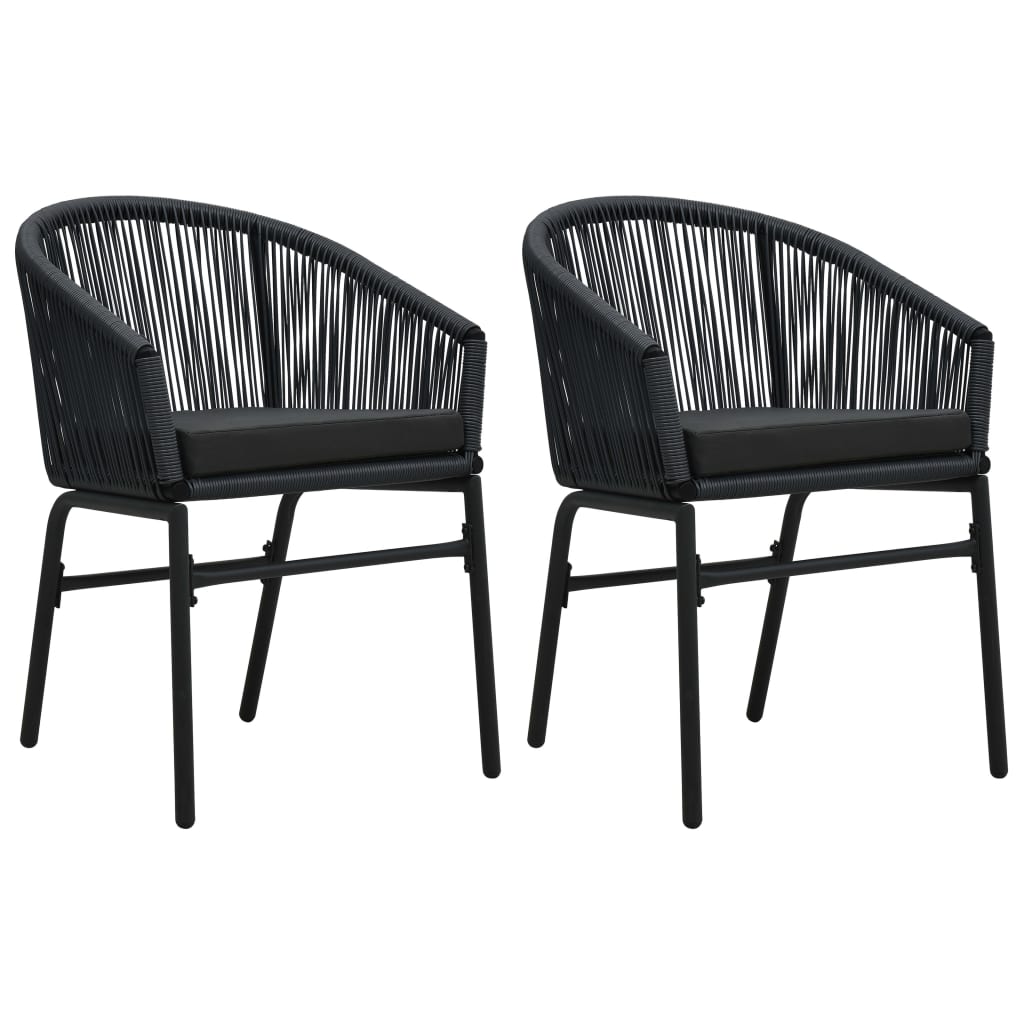 Garden Dining Set Black Powder-coated steel, glass, PVC rattan