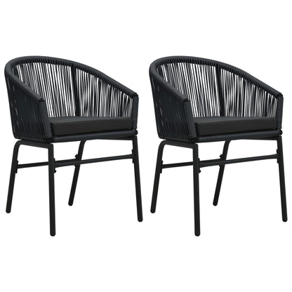 Garden Dining Set Black Powder-coated steel, glass, PVC rattan